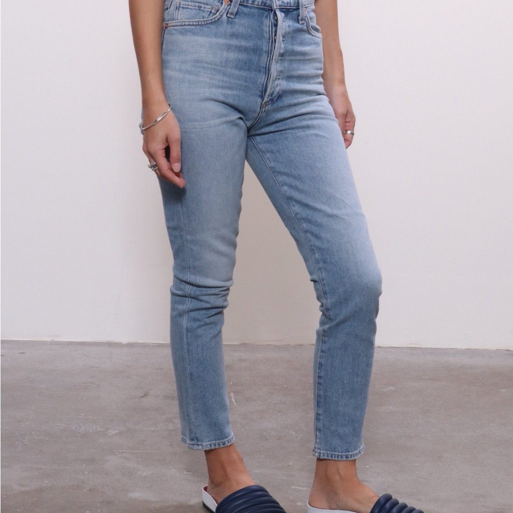Citizens Of Humanity Olivia Crop High Rise Slim Jeans Renew Wash Blue Size 25